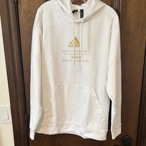 Adidas White and Gold Men's Hoodie